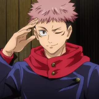🎭 Yuji Itadori Jujutsu Kaisen Anime, Mangá, Feiticeiro, Piscadela, Saudação telegram sticker