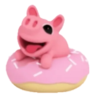 🍩 돼지, 도넛, 분홍색, 귀여운, 동물 whatsapp sticker
