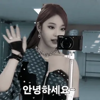🥽 안녕하세요~ ทักทาย, โบกมือ, เกาหลี, กล้อง, เซลฟี่ telegram sticker