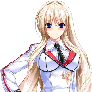 👙 anime, blond hair, girl, uniform whatsapp sticker
