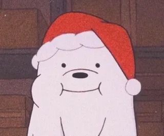 😆 Ice Bear We Bare Bears bear, cartoon, christmas, santa hat, polar bear, cute telegram sticker