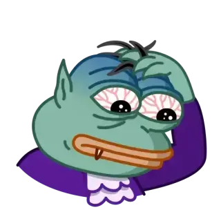 😰 Pepe, vampiro, confuso, meme, cartone animato telegram sticker