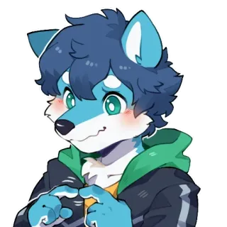 😳 兽人, 狼, 可爱, 拟人, 毛茸茸 telegram sticker