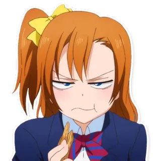 😠 Anime, Garota, Comida, Uniforme escolar, Expressão telegram sticker