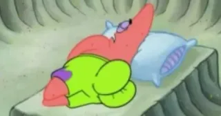 🕸 Patrick Star patrick, bob esponja, dormindo, desenho animado, almofada whatsapp sticker
