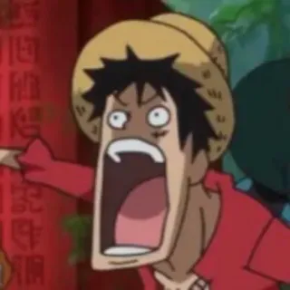 👒 Luffy One Piece Anime, Manga, Śmieszne, Wyrażenie, Kreskówka, Reakcja telegram sticker