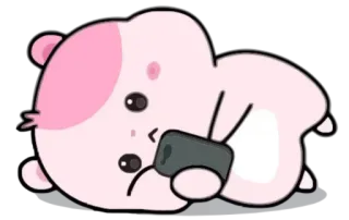 🙁 Kartun, Binatang, Hamster, Lucu, Merah Muda, Kawaii telegram sticker