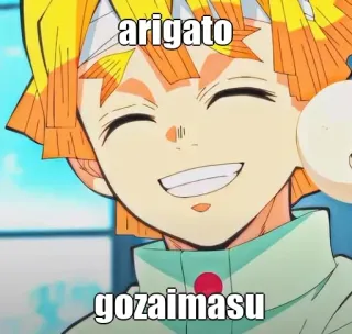 🙂 Zenitsu Demon Slayer arigato gozaimasu Anime, Terima kasih, Zenitsu, Demon Slayer, Kartun telegram sticker
