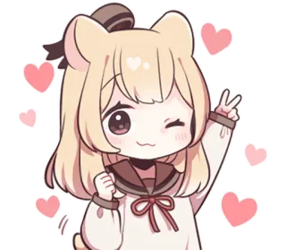 ❤️ Anime, Lucu, Kawaii, Gadis, Hati, Kartun, Chibi telegram sticker