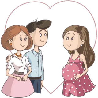 🤰 пара, беременность, любовь, мультфильм, сердце telegram sticker