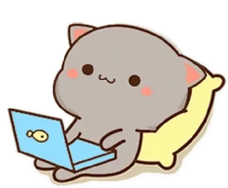 💻 gato, animal, ordenador, dibujos animados, lindo, portátil telegram sticker