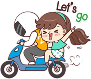 🛵 Let's go Dibujo animado, Scooter, Montando, Viajes, Diversión, Feliz telegram sticker