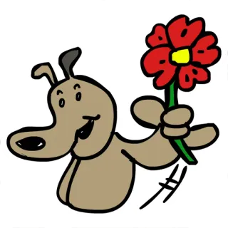 🌹 chien, fleur, dessin animé, animal, amitié, mignon telegram sticker