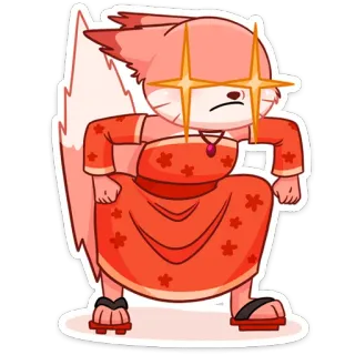 😔 лиса, аниме, блестки, смешные, мультфильм, наклейка telegram sticker
