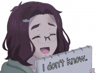 🛑 I don't know อนิเมะ, ผู้หญิง, สีหน้า, สับสน, ไม่รู้, คำถาม telegram sticker