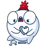 💔 Мультфильм, Снег, Зима, Сердце, Милый, Счастливый, Наклейка whatsapp sticker