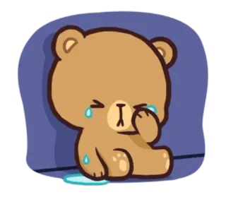 😥 urso, triste, chorando, desenho animado, emoção, lágrimas telegram sticker