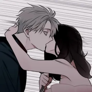 ✖️ pocałunek, anime, miłość, para, romans telegram sticker