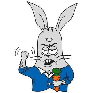 💪 Cartoon, Hase, Karotte, Wütend, Faust telegram sticker