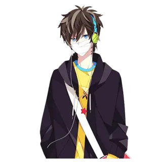 🙌 Anime, Kopfhörer, Junge, Cartoon, Figur, Sticker whatsapp sticker