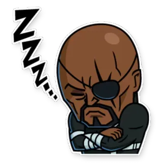 😴 Nick Fury ZZZZ Nick Fury, Marvel, Tidak bisa tidur, Kartun, Karakter telegram sticker