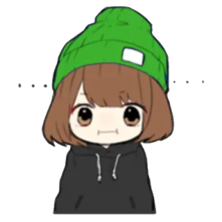 😤 Chibi, Anime, Manga, Cô gái, Mũ beanie, Áo hoodie, Phim hoạt hình, Sticker telegram sticker