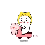 🛵 卡通, 滑板车, 猪, 角色, 可爱 telegram sticker