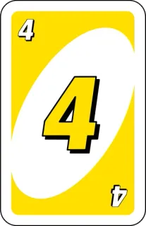 💛 uno, card, yellow, number, four, 4 whatsapp sticker