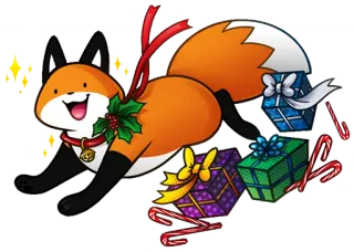 🥳 zorro, navidad, regalos, fiesta, lindo, dibujos animados telegram sticker