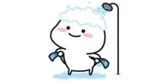 🍚 duche, fofo, desenho animado, banho, água, bolhas whatsapp sticker