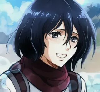 😀 Mikasa Ackerman Attack on Titan อนิเมะ, ผ่าพิภพไททัน, มิคาสะ แอคเคอร์แมน, การ์ตูน telegram sticker