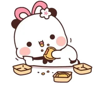 ☺️ carino, animale, cartone animato, mangiare, kawaii, orso, snack telegram sticker