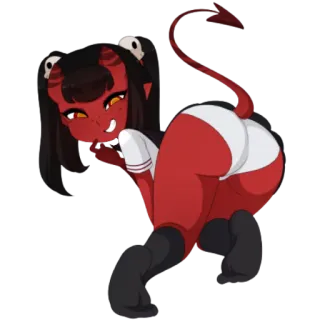 🍑 démon, fille, animé, cornes, queue telegram sticker