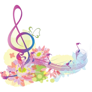 🎼 música, notas, flores, clave de sol, colorido, design telegram sticker
