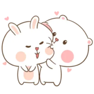 😘 coniglio, orso, bacio, amore, carino, animali, cartoni animati telegram sticker