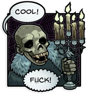 😅 COOL!
FUCK! crâne, bougie, langage offensant, autocollant, illustration telegram sticker