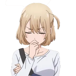 🕊 Anime, Ragazza, Pensando, Pensierosa, Espressione, Cartone animato, Capelli biondi whatsapp sticker