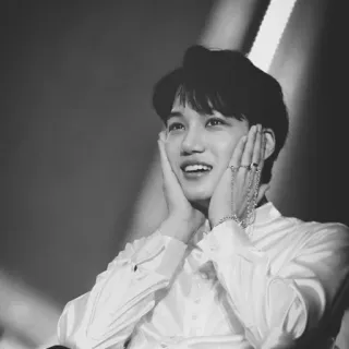 🗝 Kai kpop, ไอดอล, นักร้อง, exo, ขาวดำ, คนดัง telegram sticker