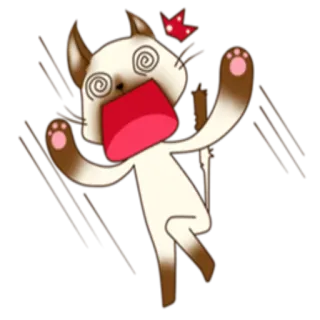 😵 gatto, cartone animato, stordito, animale, svenimento whatsapp sticker