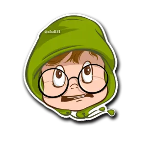 😦 @afsal81 adesivo, desenho animado, personagem, óculos, moletom com capuz telegram sticker