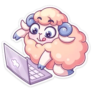 💻 овца, животное, ноутбук, компьютер, милый, каваи whatsapp sticker