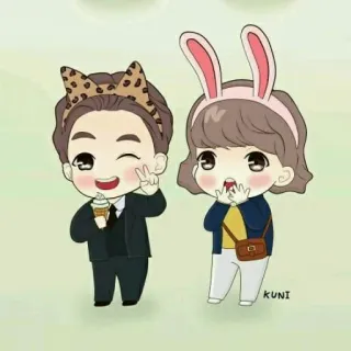 💑 KUNI cartoon, chibi, kawaii, cute, characters, couple telegram sticker