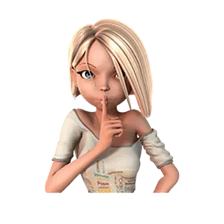 😊 dziewczyna, psst, cisza, blondynka, kreskówka, postać telegram sticker
