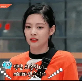 🥺 Jennie 정말 죄송한데... 패배하셨습니다 kpop, coreano, desculpa, derrotado/a, Jennie Kim, blackpink whatsapp sticker