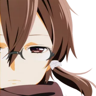 😞 anime, girl, glasses, cartoon, portrait telegram sticker