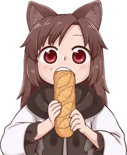 🥖 애니메이션, 고양이 소녀, 바게트, 귀여운, 동물 귀 telegram sticker