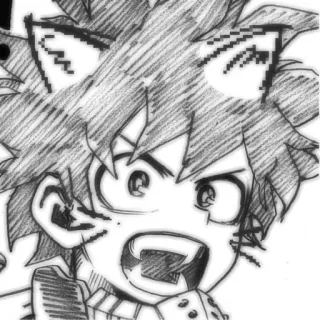 😺 Izuku Midoriya My Hero Academia Animé, Manga, Fan art, Oreilles de chat, Izuku Midoriya, My Hero Academia, Croquis whatsapp sticker