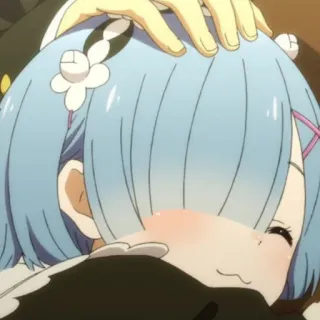 ✨ Rem Re:Zero Anime, Rem, Mignon, Serveuse, Câlin, Tapoter tête, Dessin animé telegram sticker