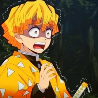 ⚡️ Zenitsu Agatsuma Demon Slayer 动漫, 鬼灭之刃, 我妻善逸, 害怕, 紧张, 黄发 telegram sticker