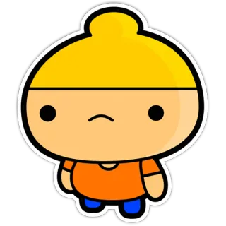 ☹️ sticker, dessin animé, personnage, mignon, jaune, orange, bleu telegram sticker